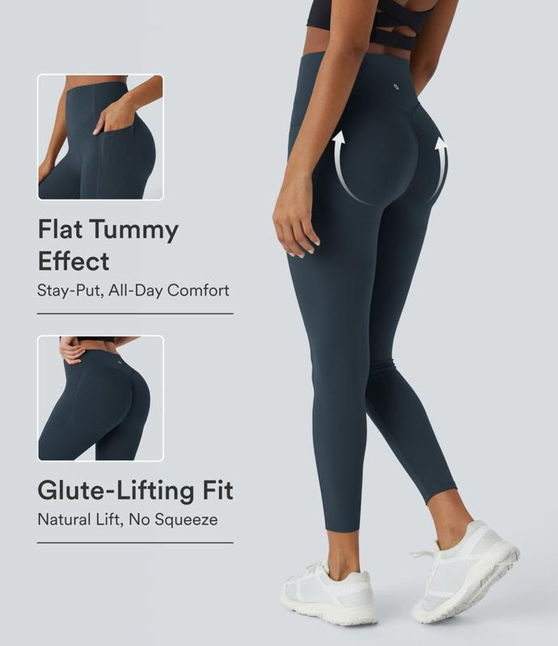 Halara 3-Piece Ultrasculpt High Waisted Scrunch Butt Lifting Tummy Control Pocket Shaping Training Leggings Set