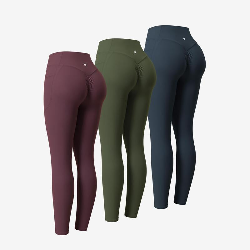 Halara 3-Piece Ultrasculpt High Waisted Scrunch Butt Lifting Tummy Control Pocket Shaping Training Leggings Set